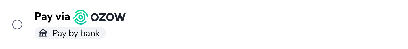 Pay via Ozow · Pay by bank